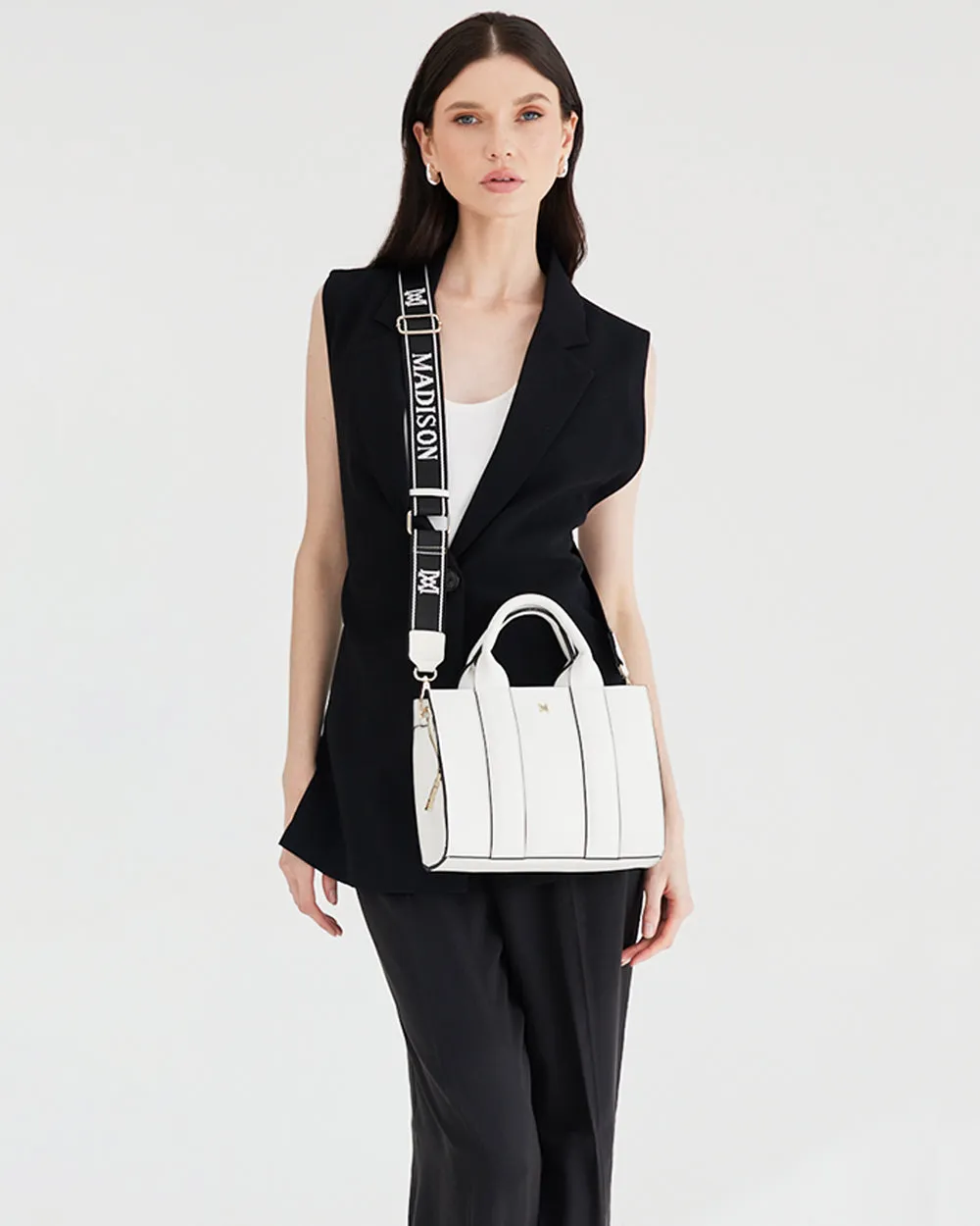 Nova Small Grab Tote With Monogram Stripe Strap