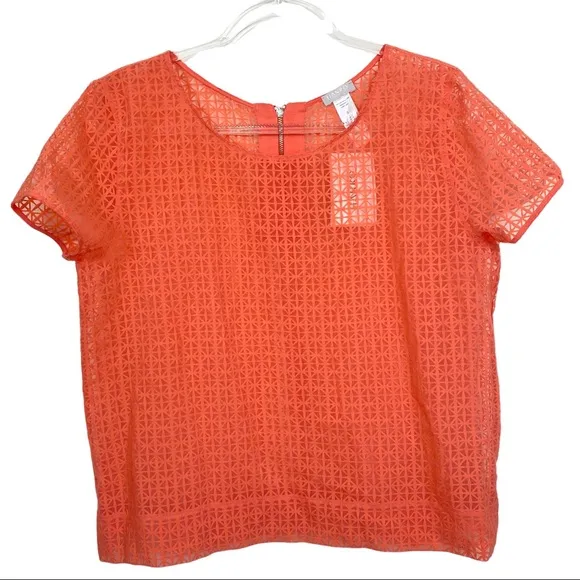 NWT Hanro Switzerland Mathilde Coral Sheer Lounge Pajama Top Size S Loungewear