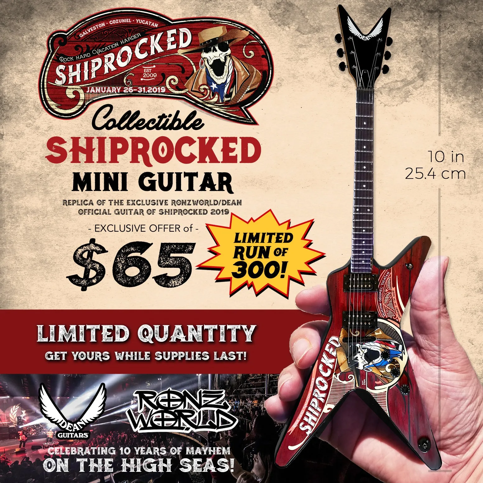 Official ShipRocked Rocket ML Mini Guitar Model