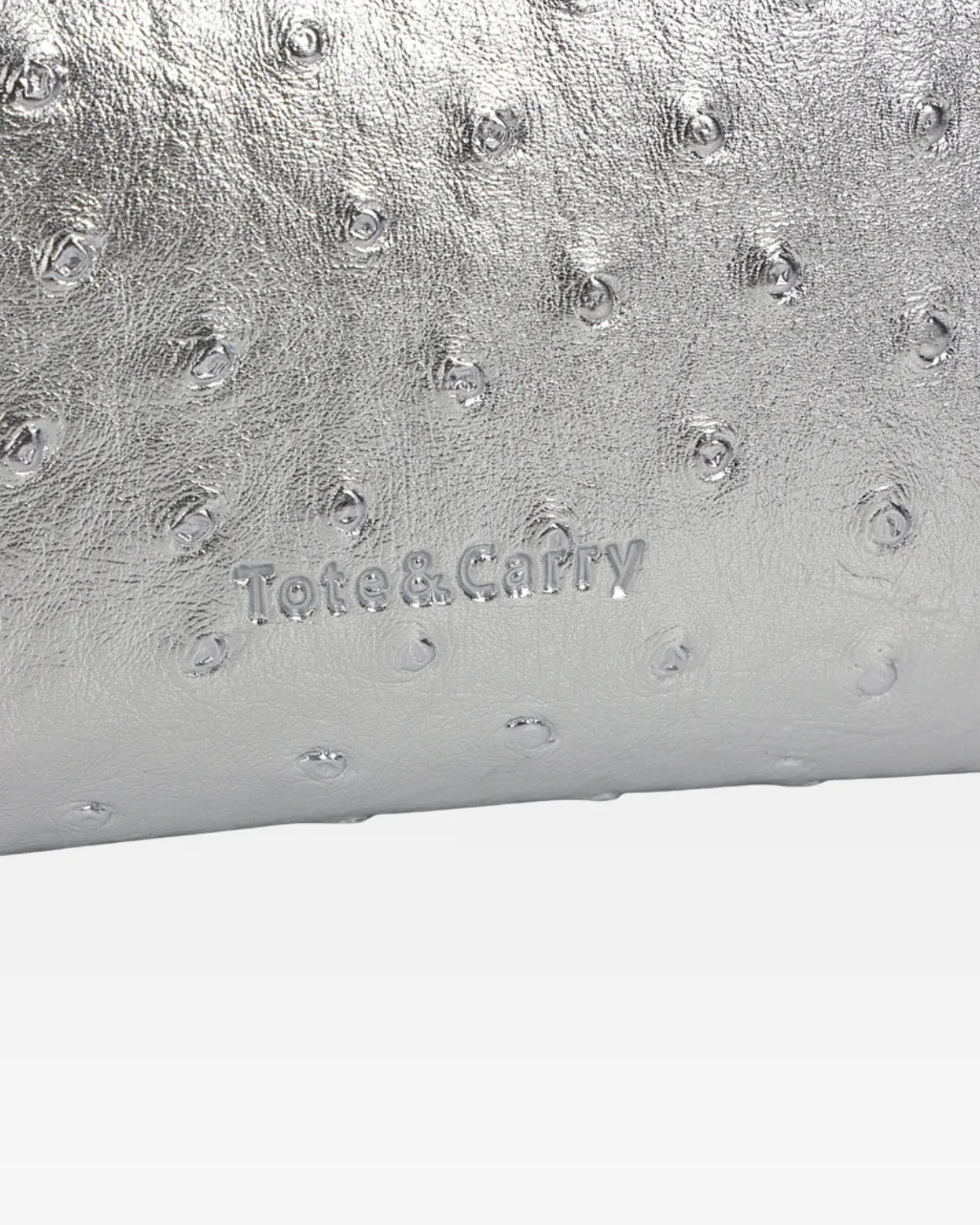 Ostrich Shoulder Bag in Silver