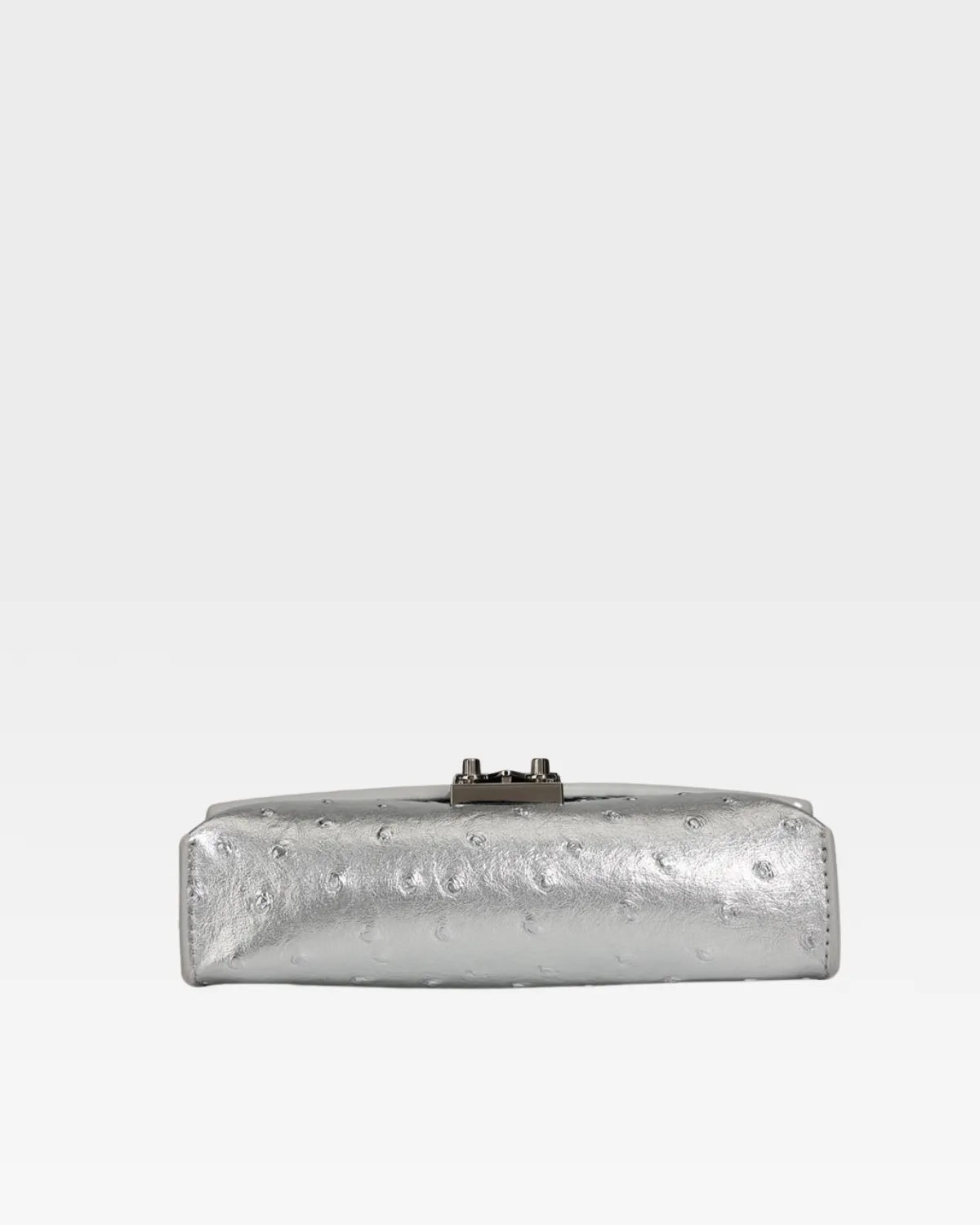 Ostrich Shoulder Bag in Silver