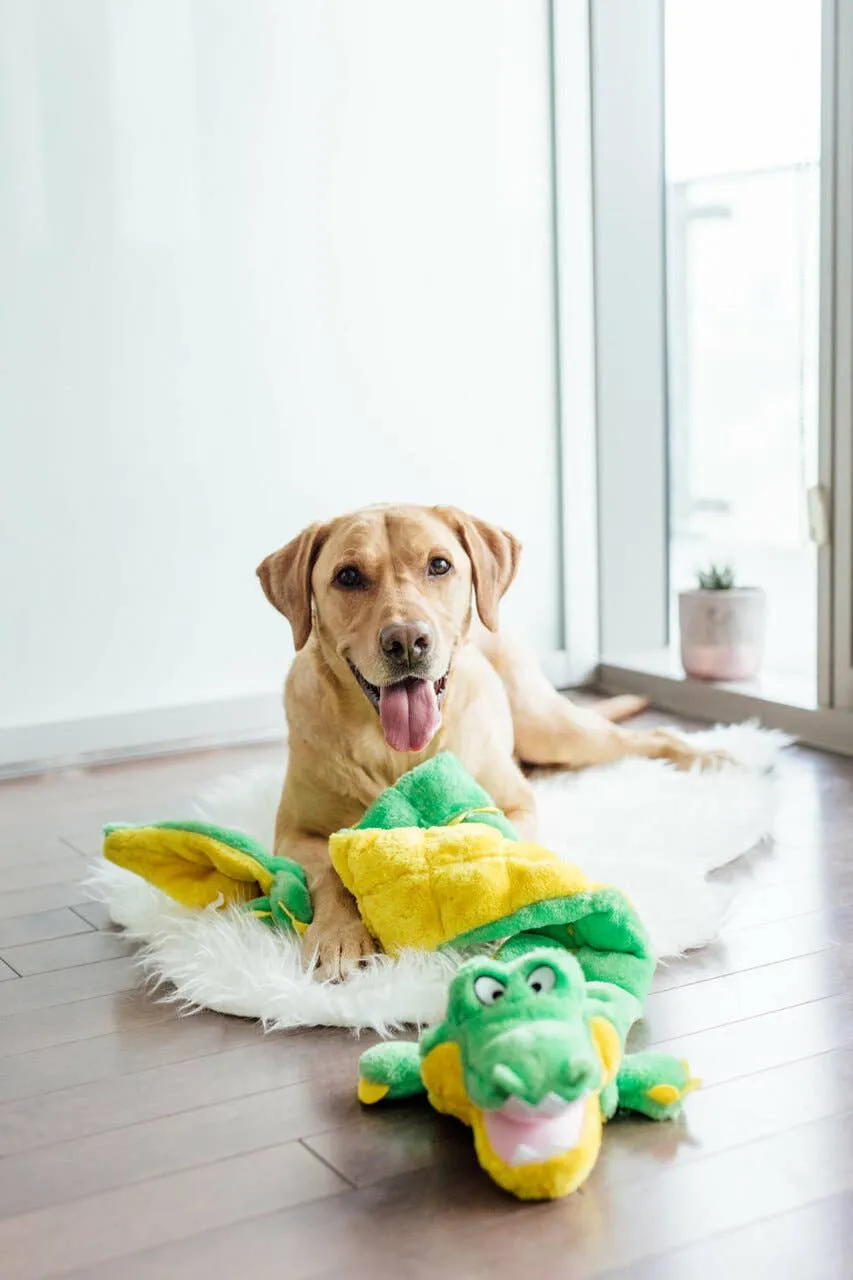 Outward Hound Squeaker Matz Gator Plush Dog Toy Green XXL