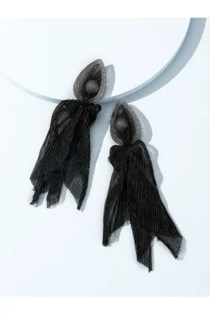 Oversized Black Mesh Statement Earrings