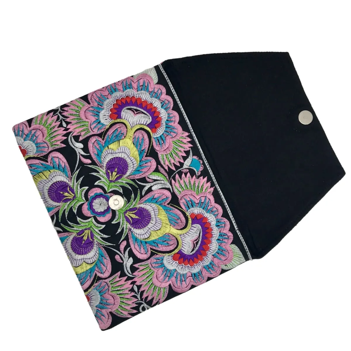 Paradise Flower Embroidered Cotton Clutch