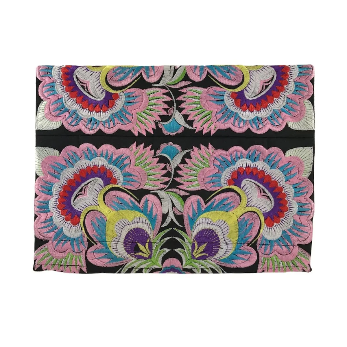 Paradise Flower Embroidered Cotton Clutch