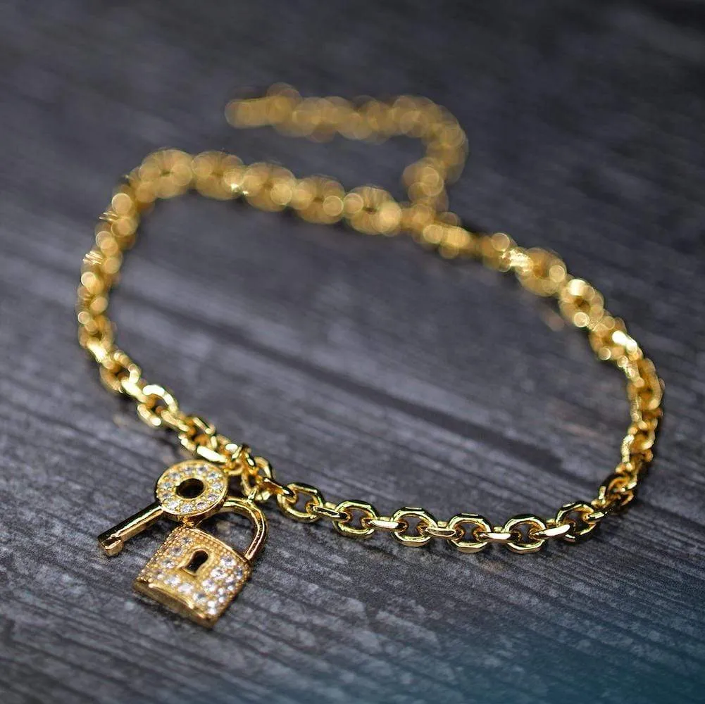 Pave Hanging Lock and Key