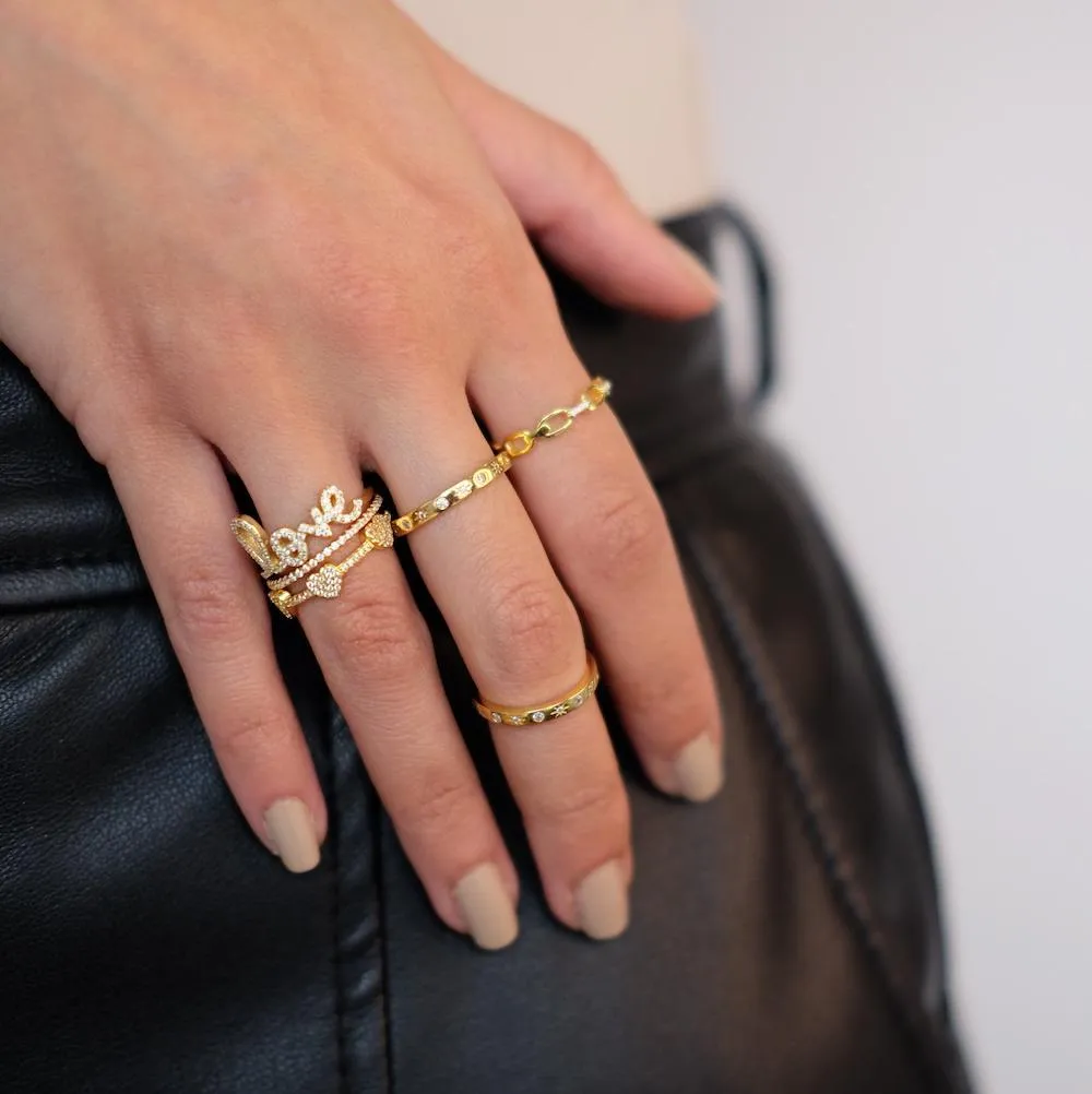 Pave Heart Band Ring