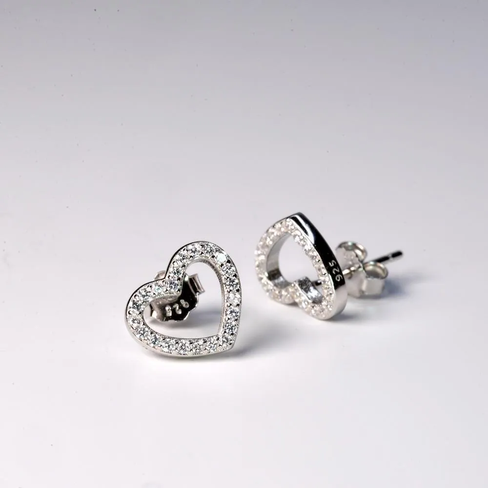 Pave Heart Studs Earring