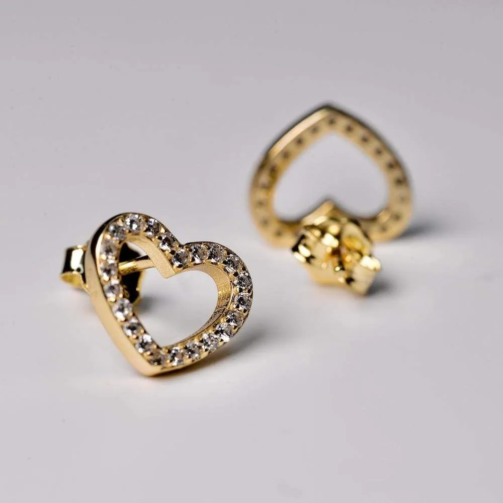 Pave Heart Studs Earring