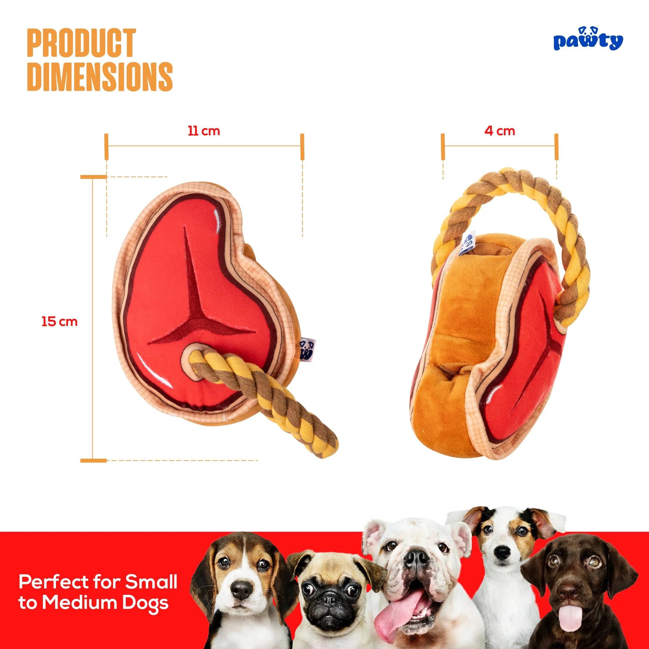 PAWTY Dog Toys - STEAK