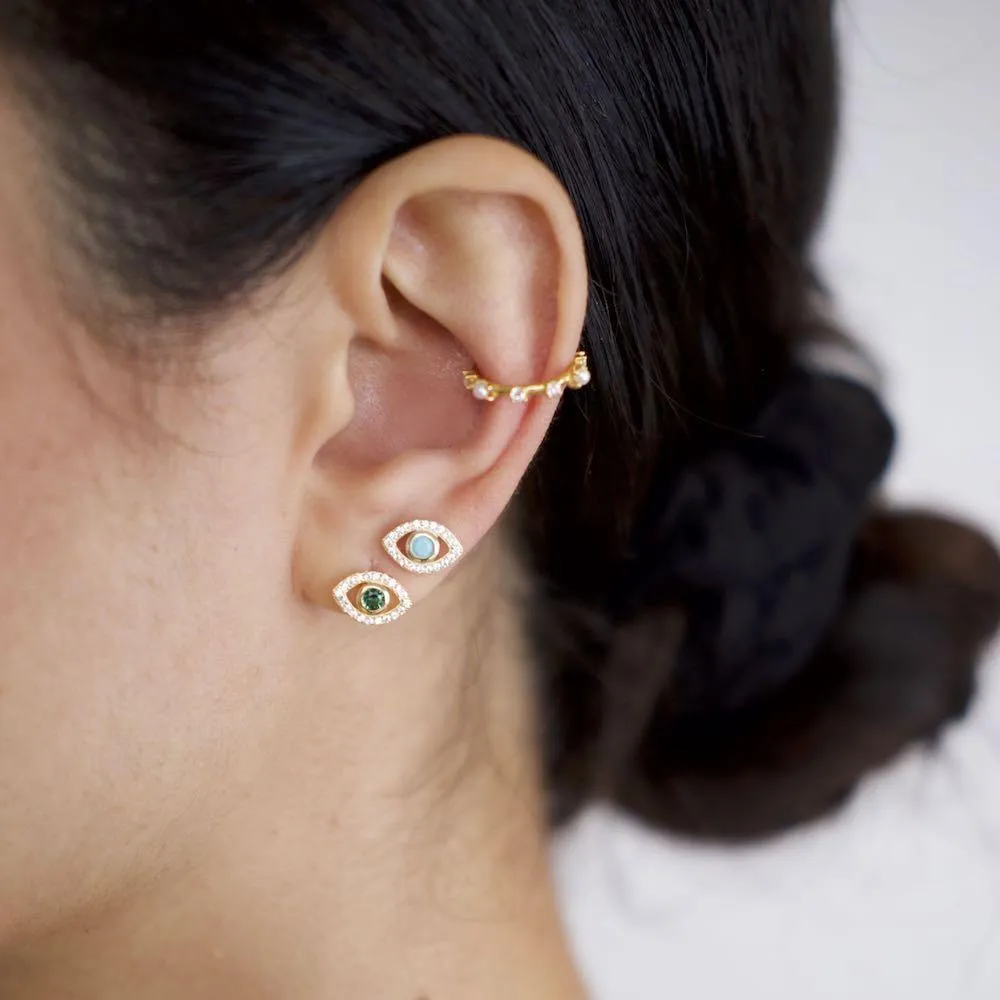 Pearl CZ Cuff Earring