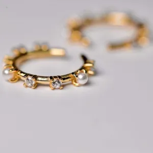 Pearl CZ Cuff Earring