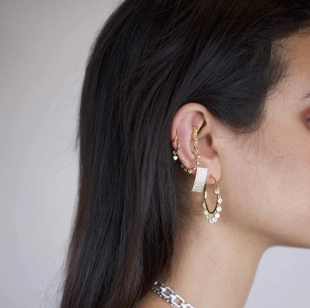 Pearl CZ Cuff Earring