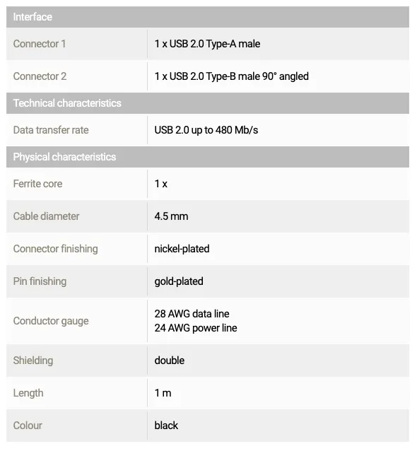 Pegasus Pair of Cables USB 2.0 Type-A Male to USB 2.0 Type-B Male Angled black
