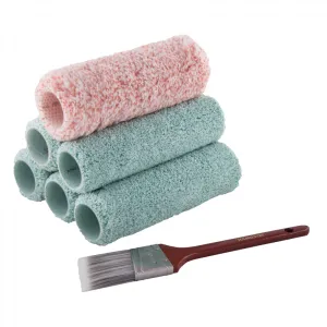PERFECTION 6 PIECE 9” ROLLER SET   FREE 2” PURE SYNTHETIC ANGLED BRUSH (1.75 Inch Core)