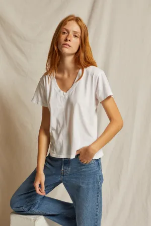 PerfectWhiteTee - Hendrix Cotton Boxy V Neck Tee - White