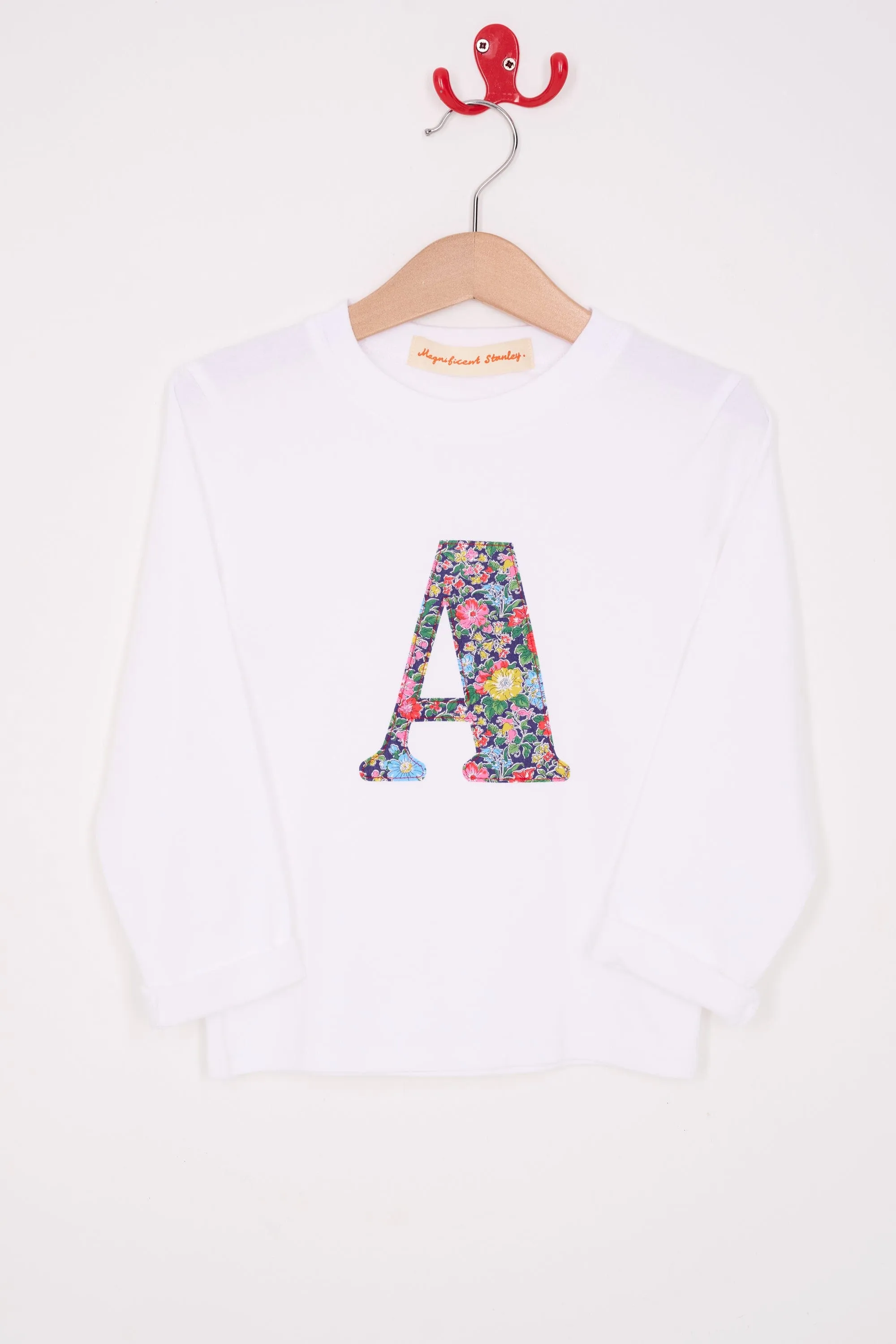 Personalised White T-Shirt in Clare Rich Liberty Print