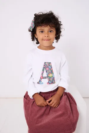 Personalised White T-Shirt in Clare Rich Liberty Print