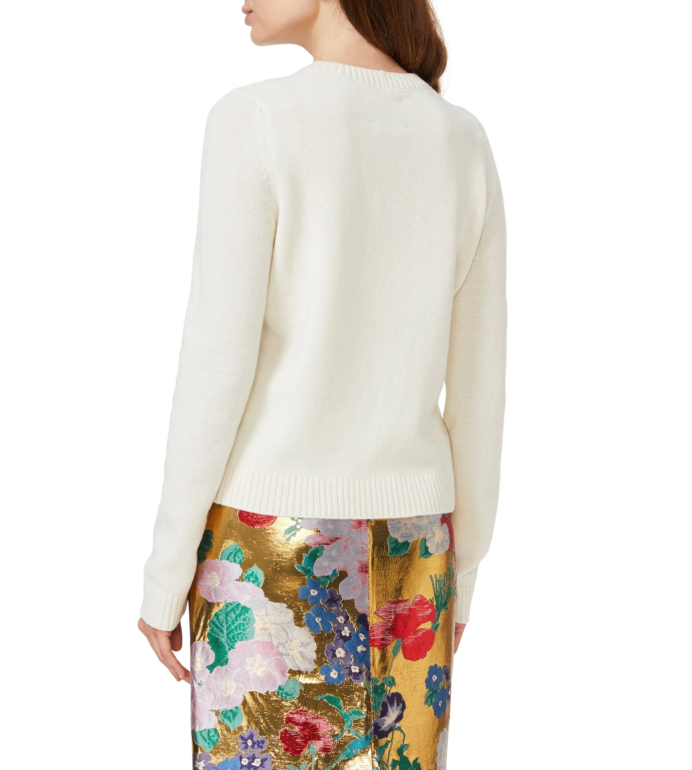 Petite Crew with Floral Embroidery