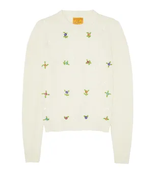 Petite Crew with Floral Embroidery