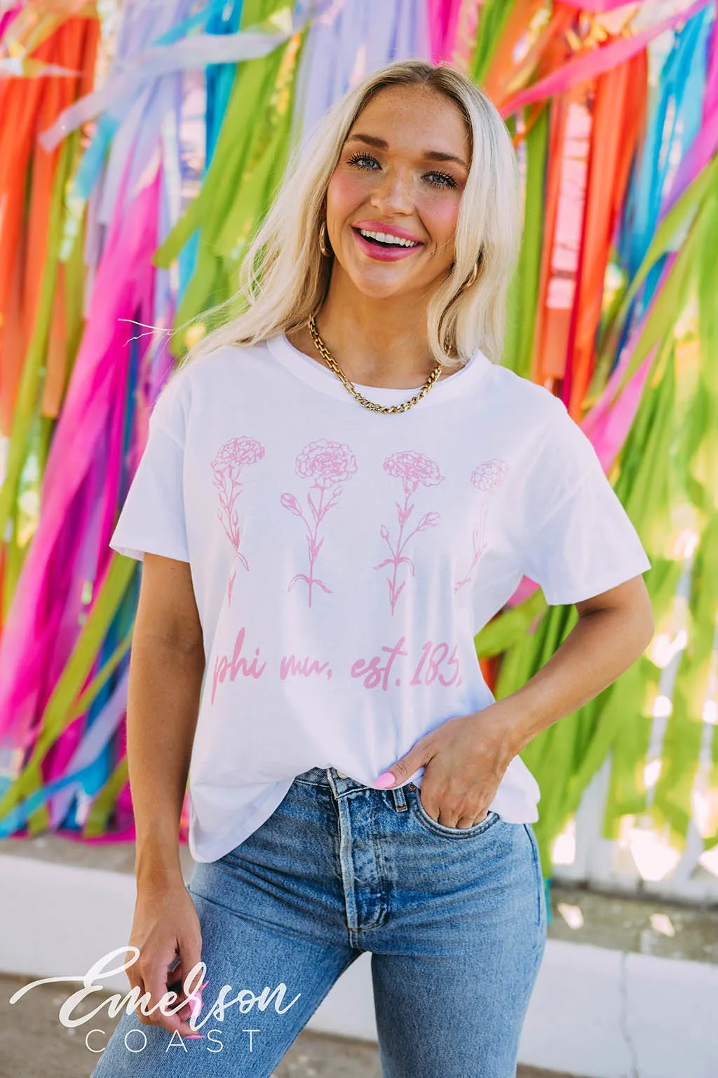 Phi Mu Carnation Boxy Tee