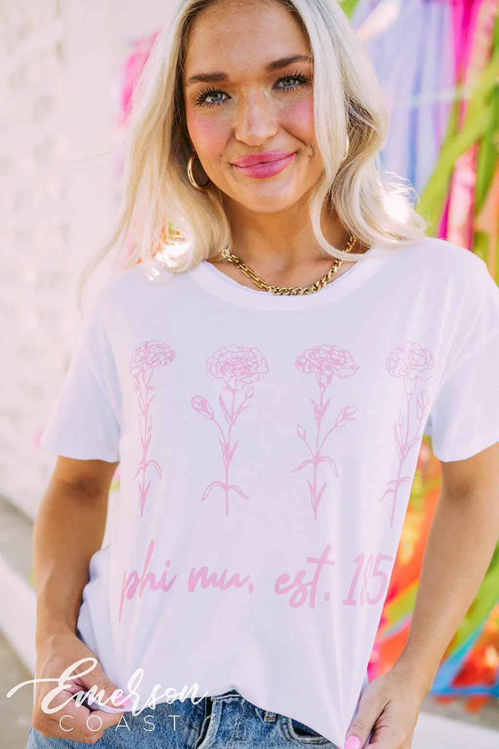 Phi Mu Carnation Boxy Tee