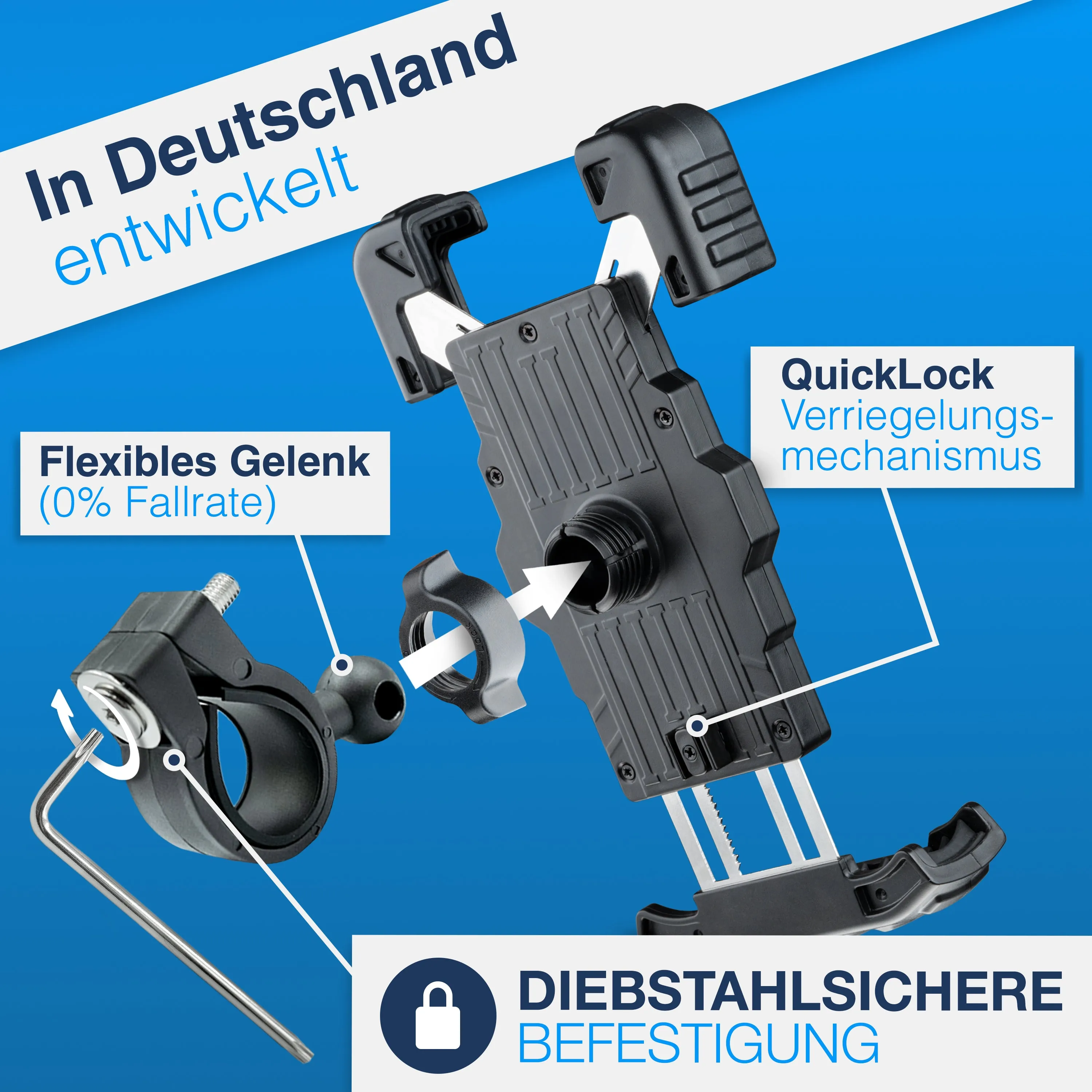 PhoneFix - Fahrrad Handyhalterung zum Befestigen am Lenker