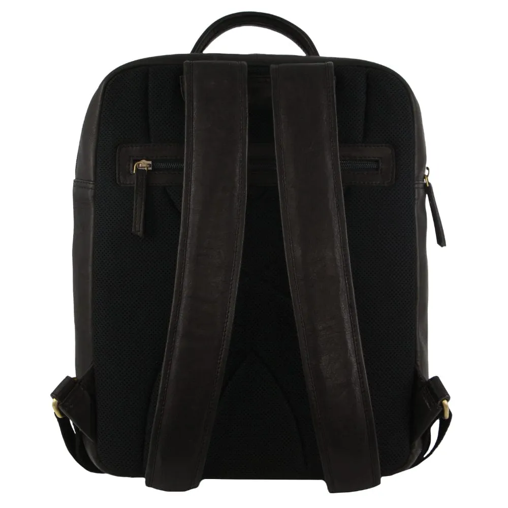Pierre Cardin Leather Business/Laptop Backpack in Black