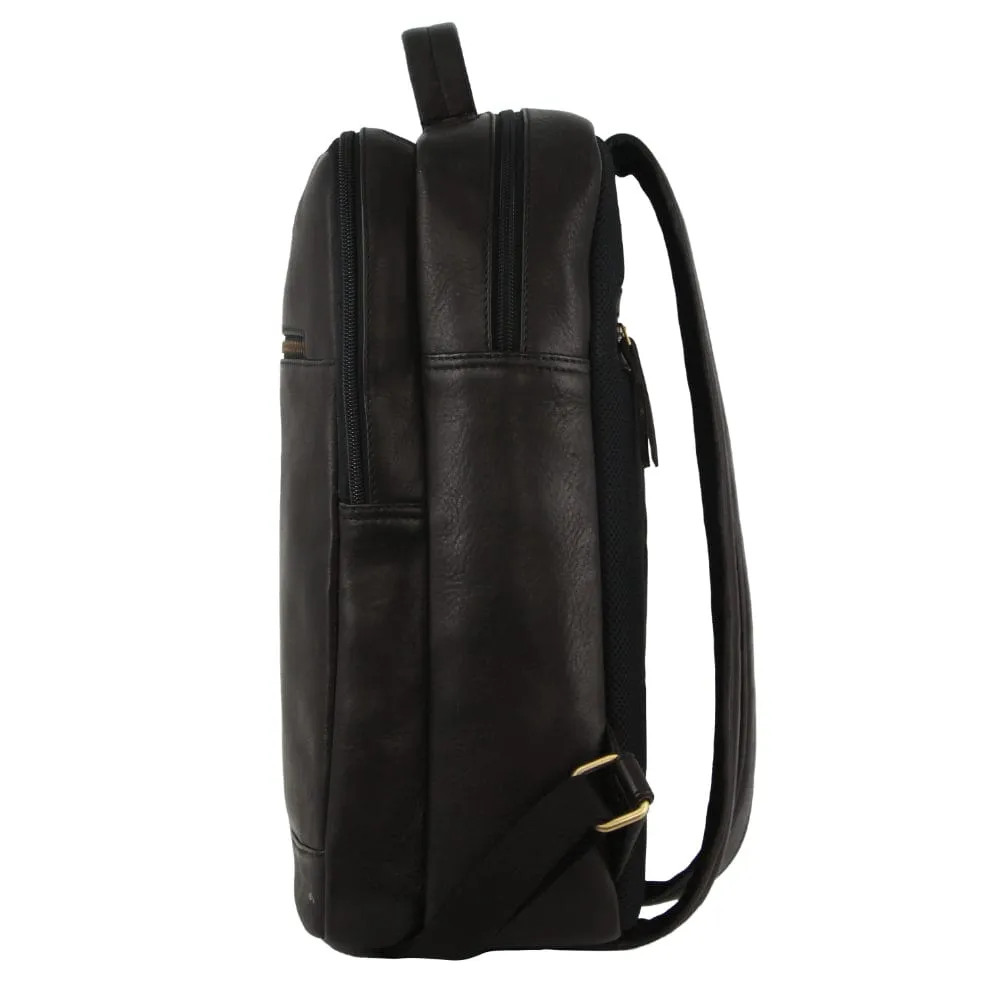 Pierre Cardin Leather Business/Laptop Backpack in Black