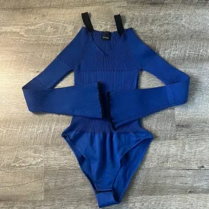 PINKO Blue and Black Body Suit Size Small