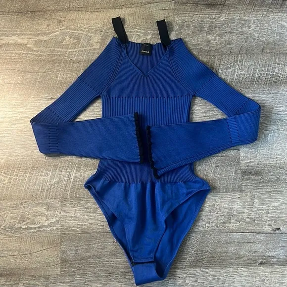 PINKO Blue and Black Body Suit Size Small