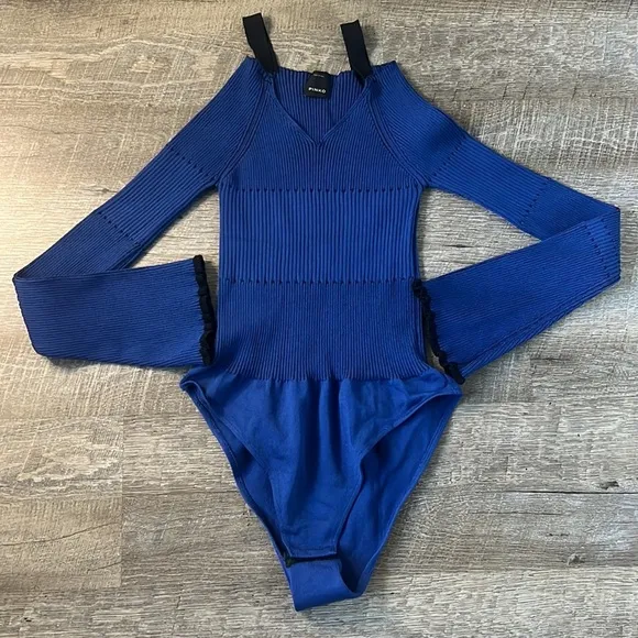 PINKO Blue and Black Body Suit Size Small