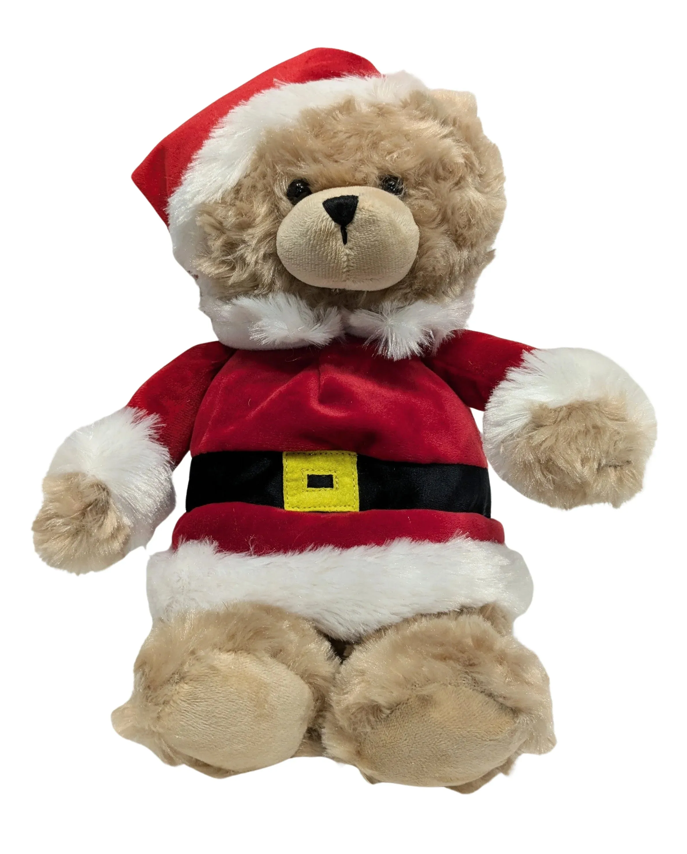 Plush Brown Bear Wearing Santa Outfit