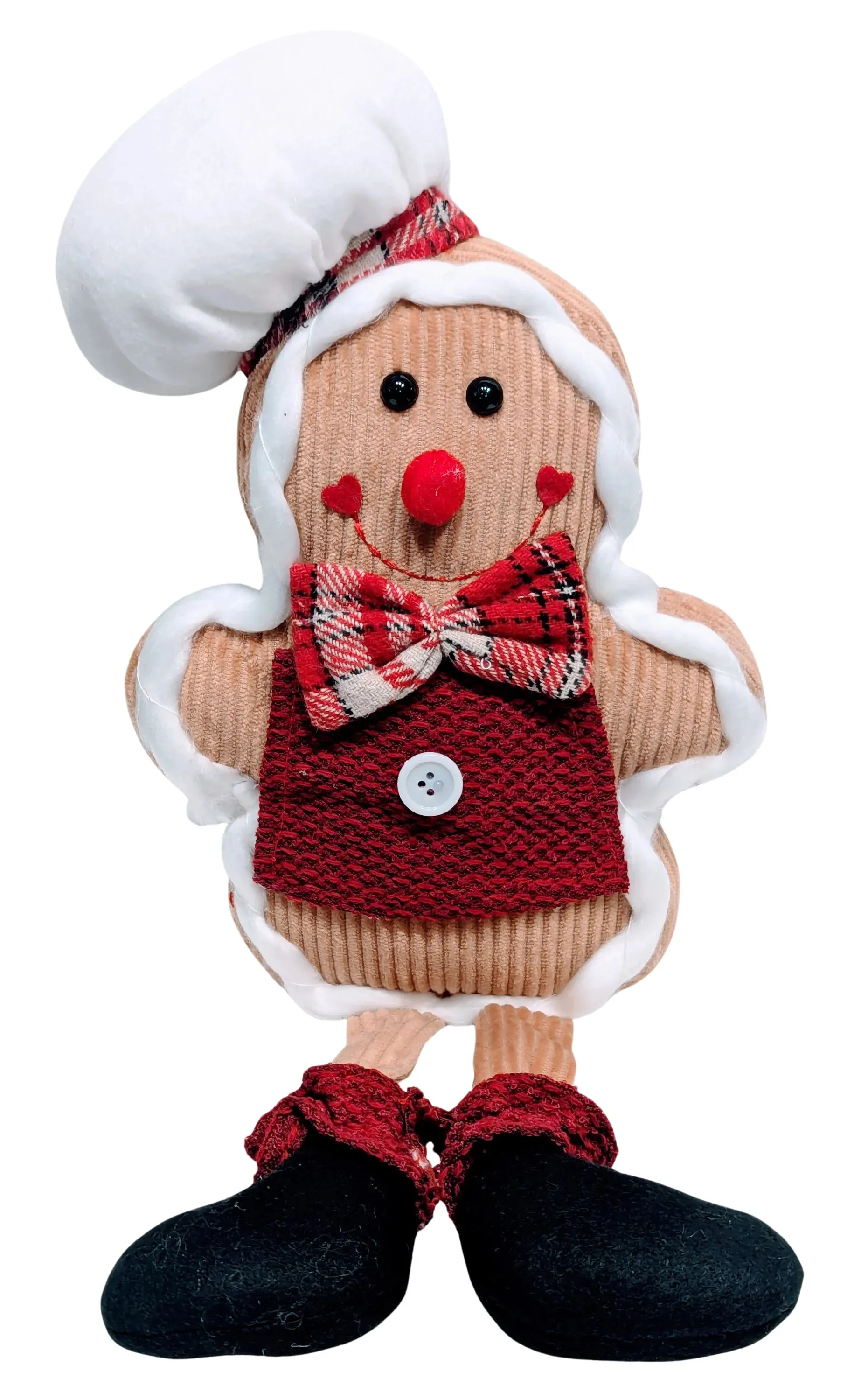 Plush Gingerbread with Red Plaid Bow Tie