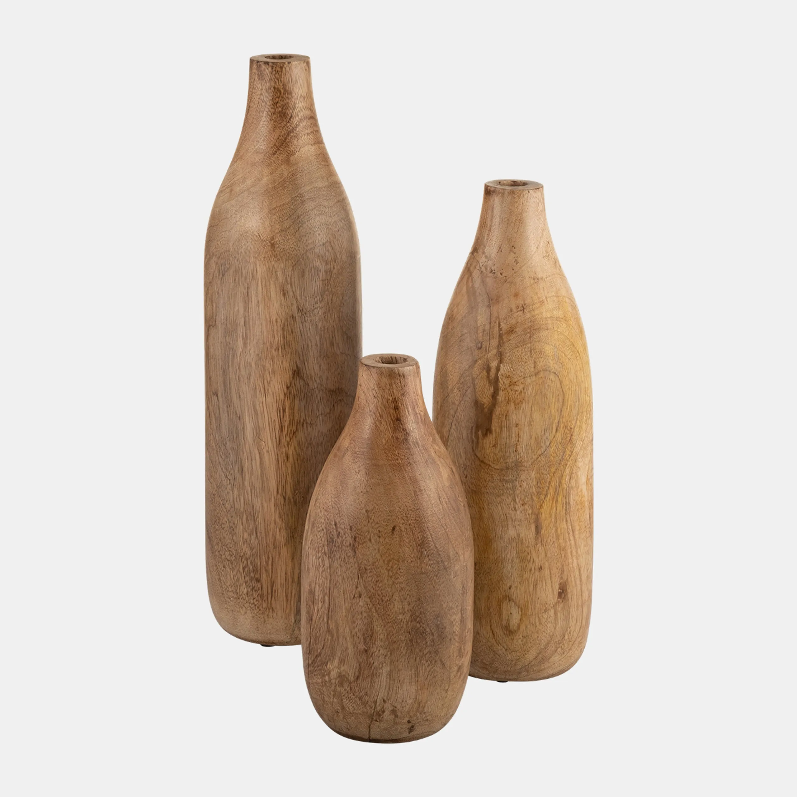 POLISHED WOOD VASES