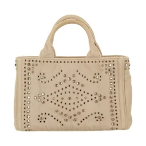 Prada Grey Rhinestone Canapa Tote