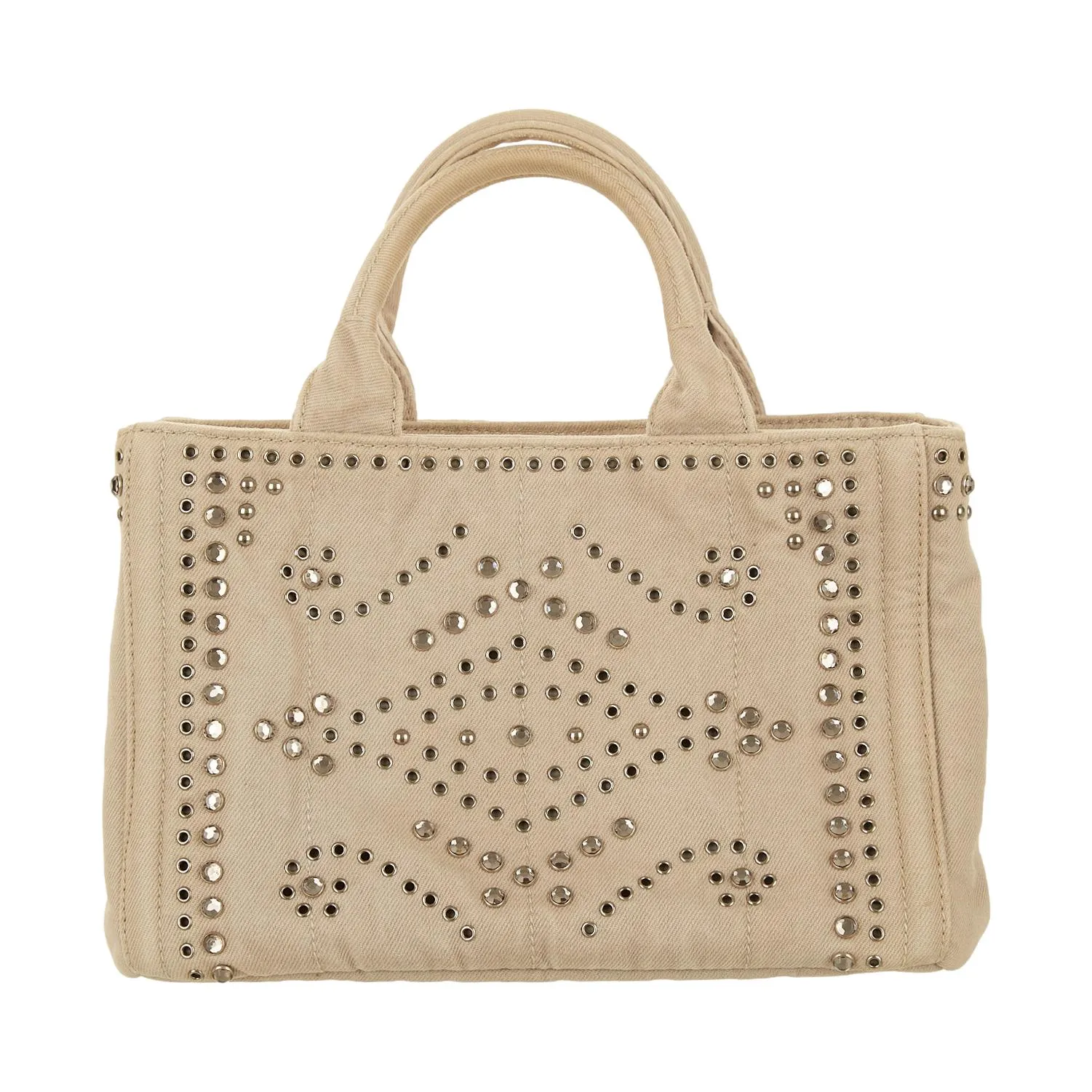 Prada Grey Rhinestone Canapa Tote
