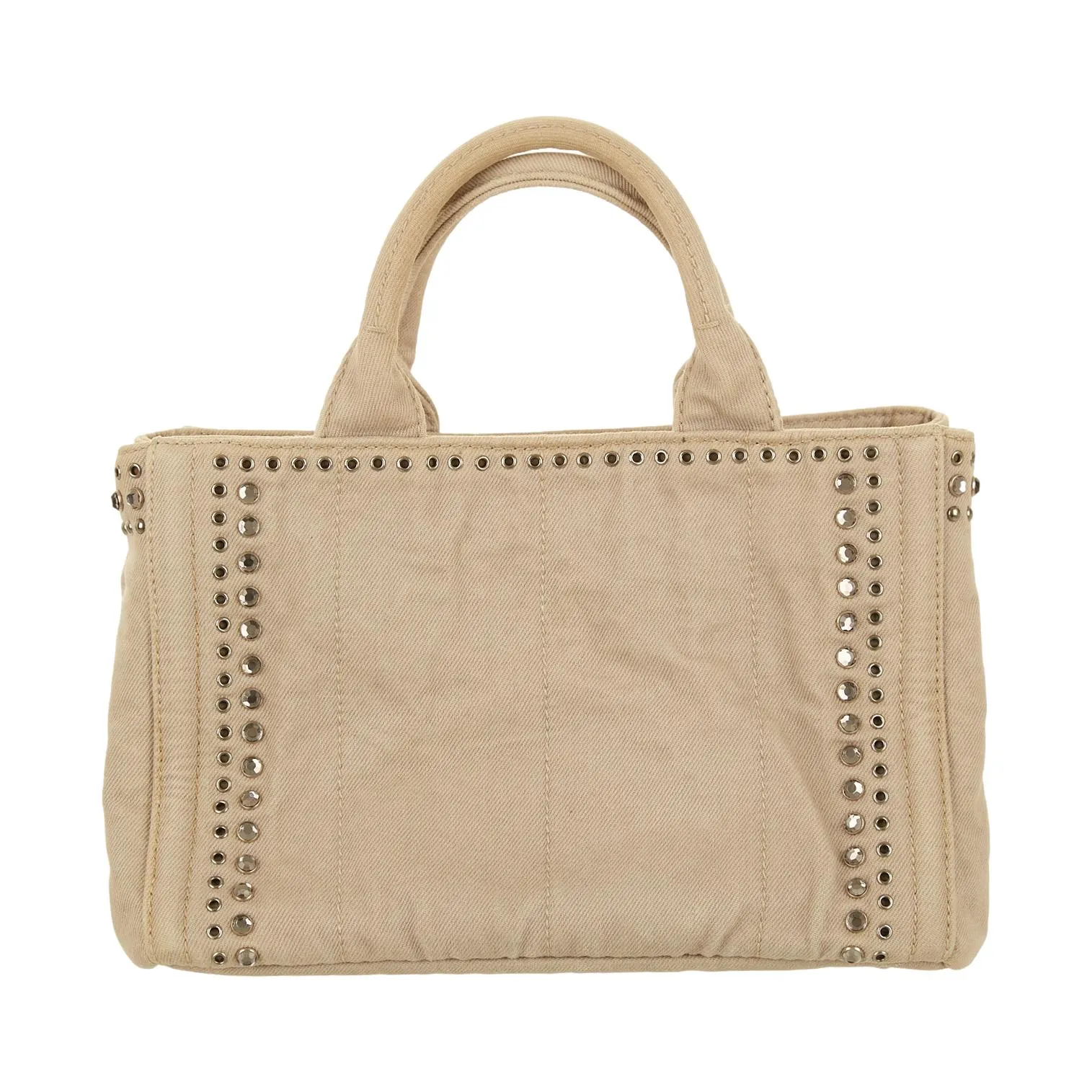 Prada Grey Rhinestone Canapa Tote