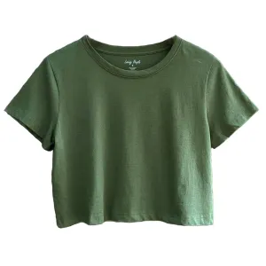 Premium Cotton Army Green Crop Top