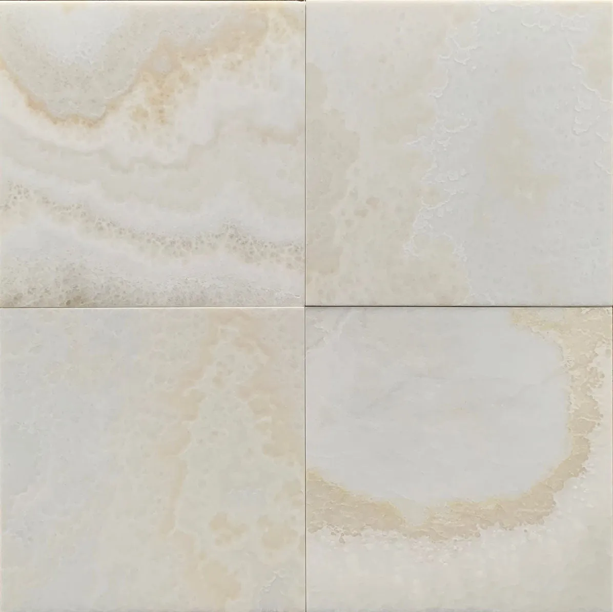 Premium White Onyx CROSS-CUT 12 X 12 Polished Tile - SAMPLE piece