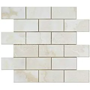 Premium White Onyx CROSS-CUT 2 X 4 Polished Brick Mosaic Tile - Box of 5 Sheets
