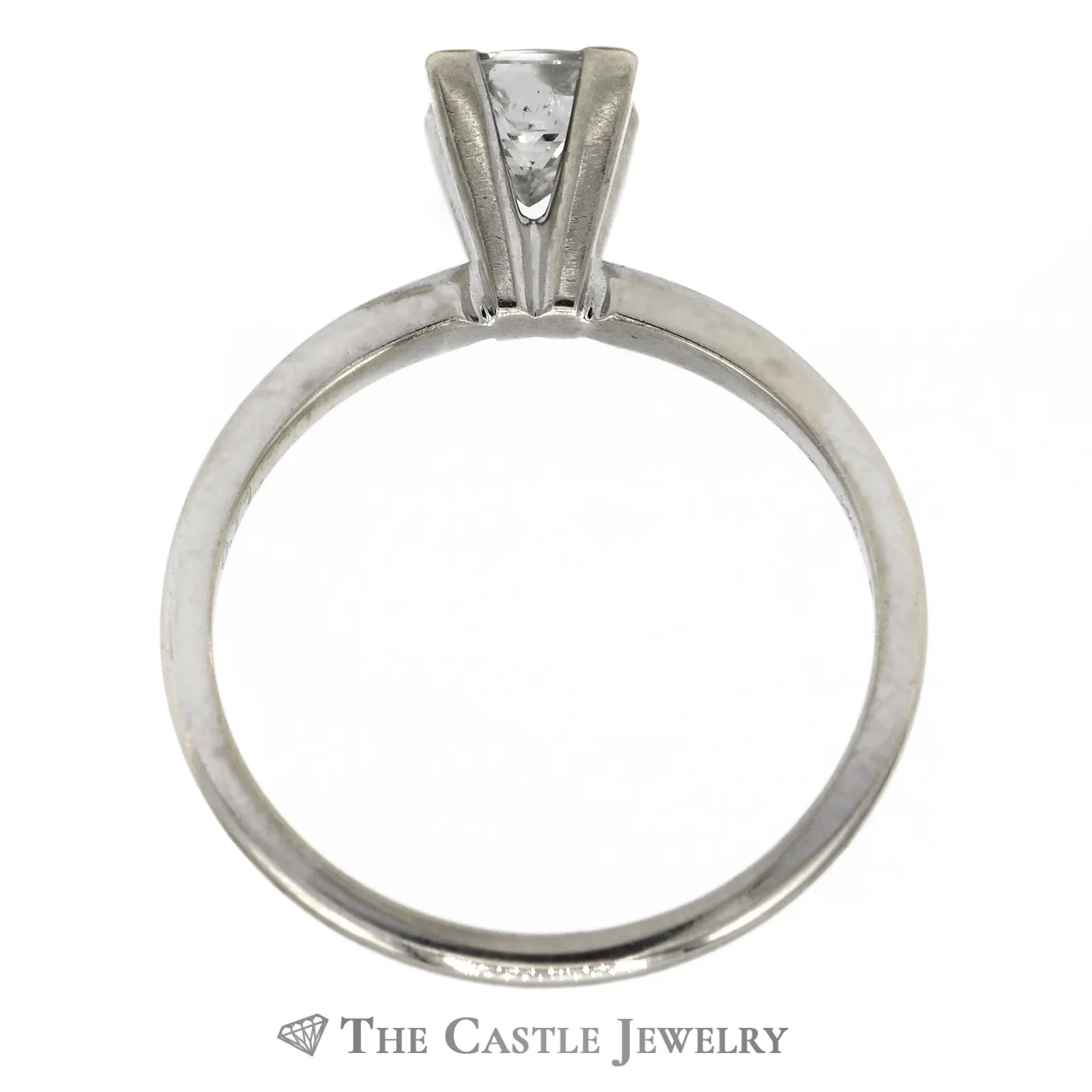 Princess Cut Diamond Solitaire Engagement Ring in 14k White Gold Tiffany Mounting
