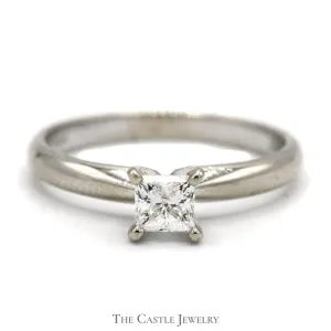 Princess Cut Diamond Solitaire Engagement Ring in 14k White Gold