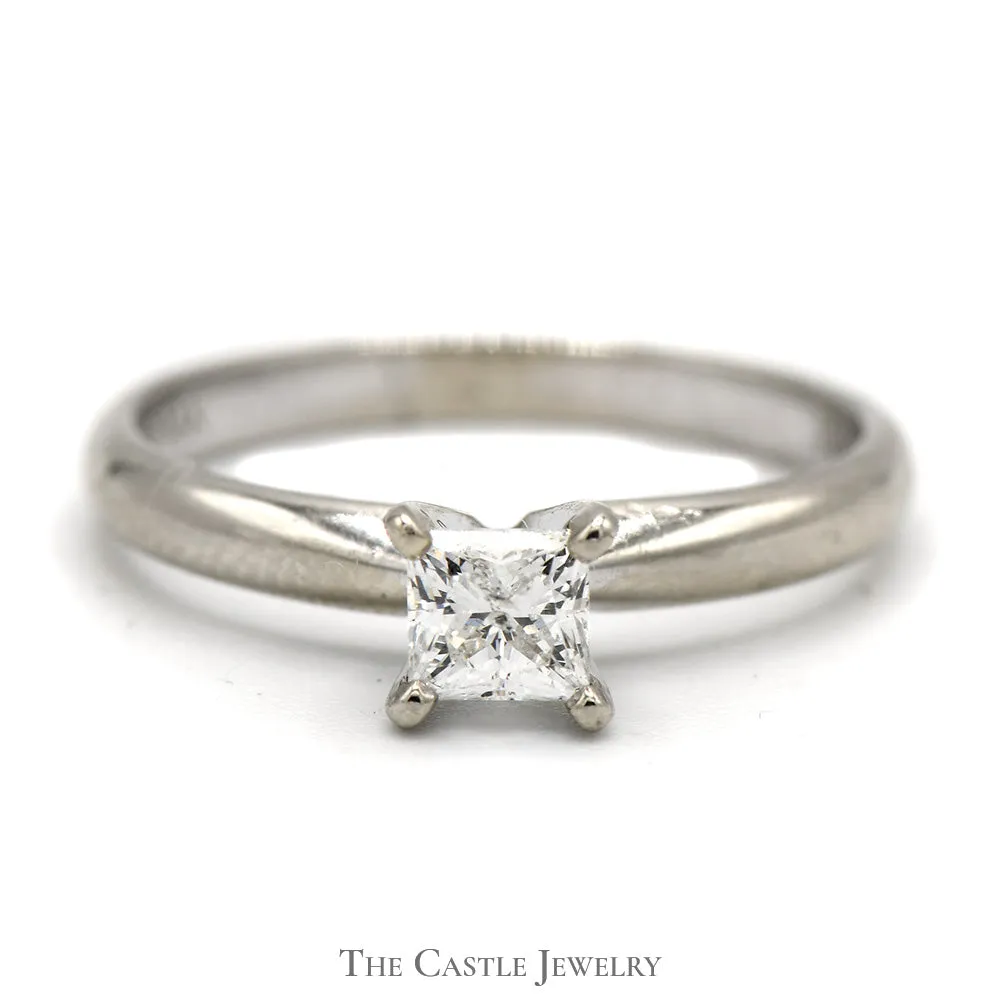 Princess Cut Diamond Solitaire Engagement Ring in 14k White Gold
