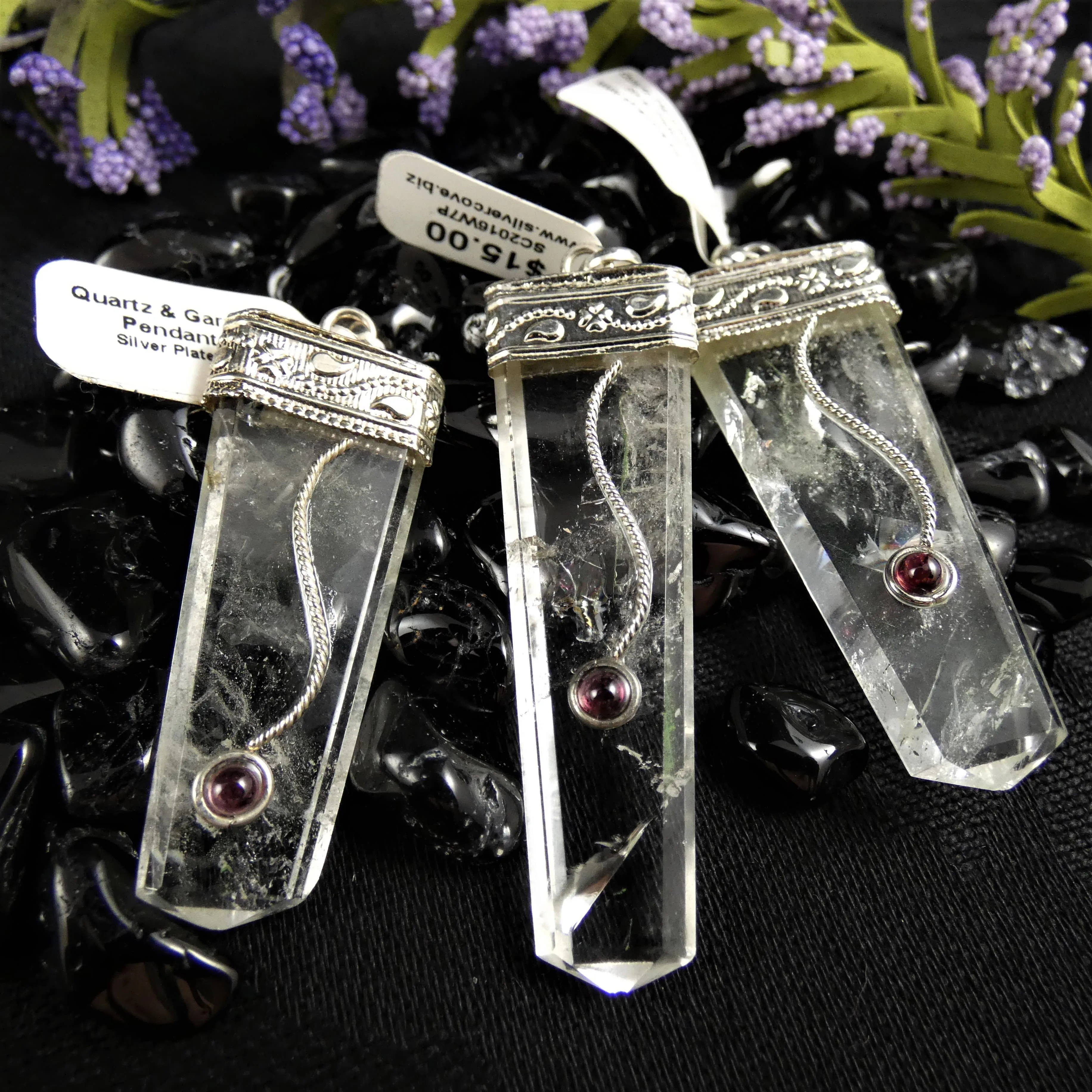 Quartz & Garnet Pendant