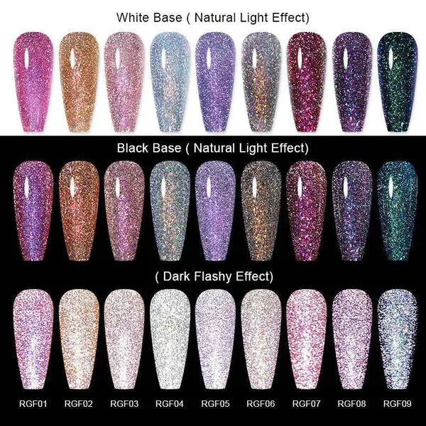 "Colourful" Reflective Glitter Flash Gel（9 colours)