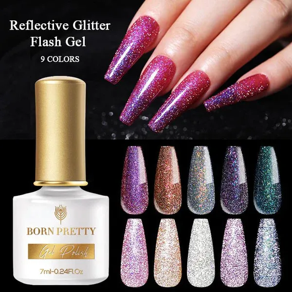 "Colourful" Reflective Glitter Flash Gel（9 colours)