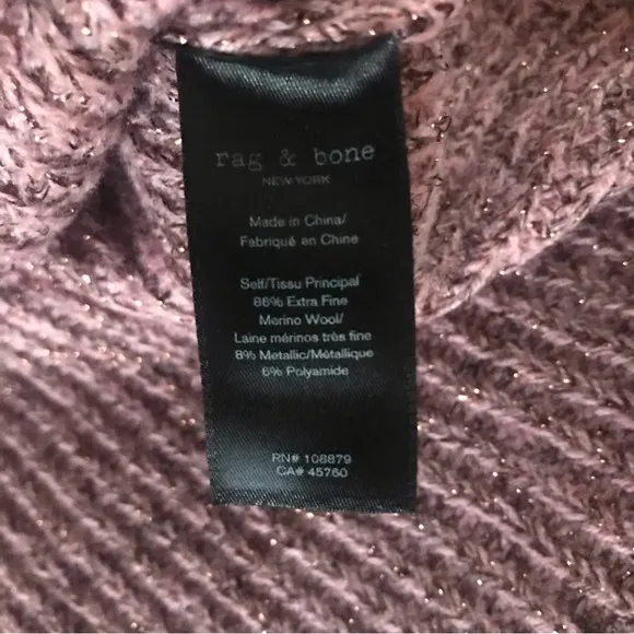 Rag &amp; bone jubilee rose metallic crew neck sweater size L