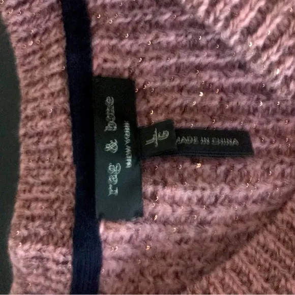 Rag &amp; bone jubilee rose metallic crew neck sweater size L