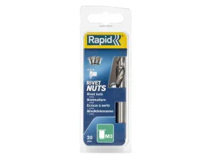 Rapid Steel Rivet Nuts M3 (Pack 20   Free Drill Bit)